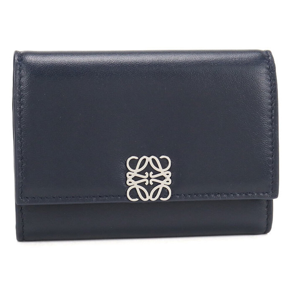 LOEWE Tri-fold Wallet C821S33X06 Vertical Small Anagram Women's Navy